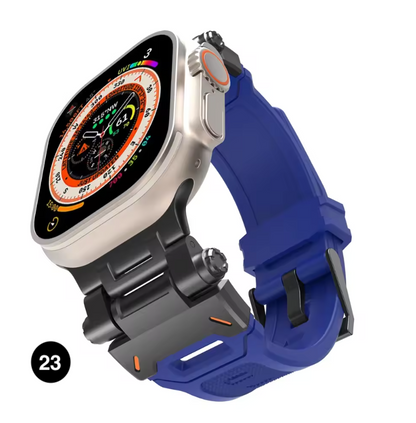 Metal & Silicone Apple Watch Strap – Rugged Sport Design for Ultra & Series
