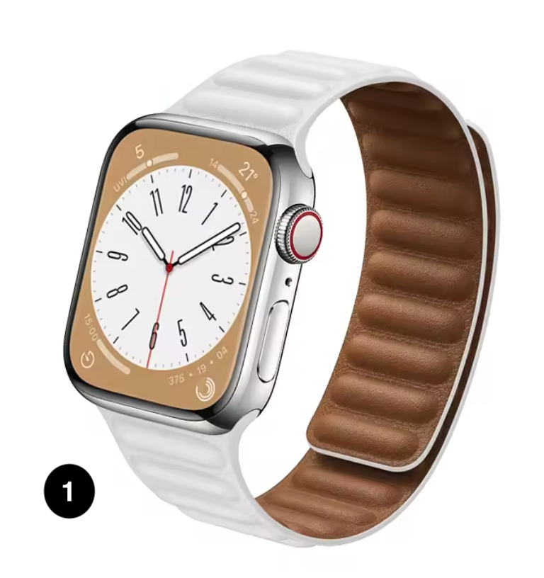 Magnetic Apple Watch Strap – Elegant Leather-Look, Adjustable, Secure & Comfortable