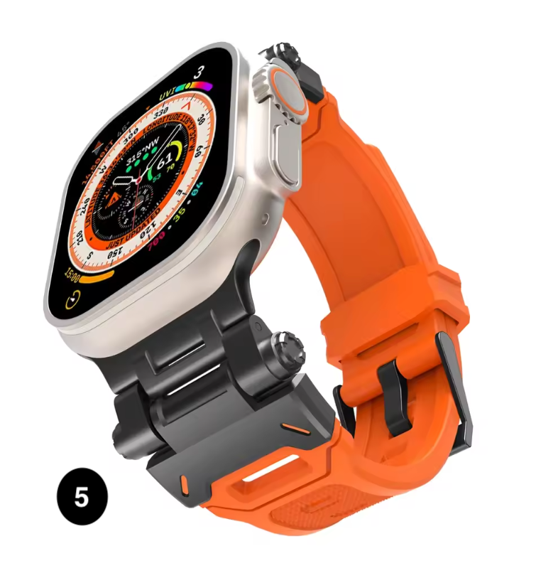 Metal & Silicone Apple Watch Strap – Rugged Sport Design for Ultra & Series