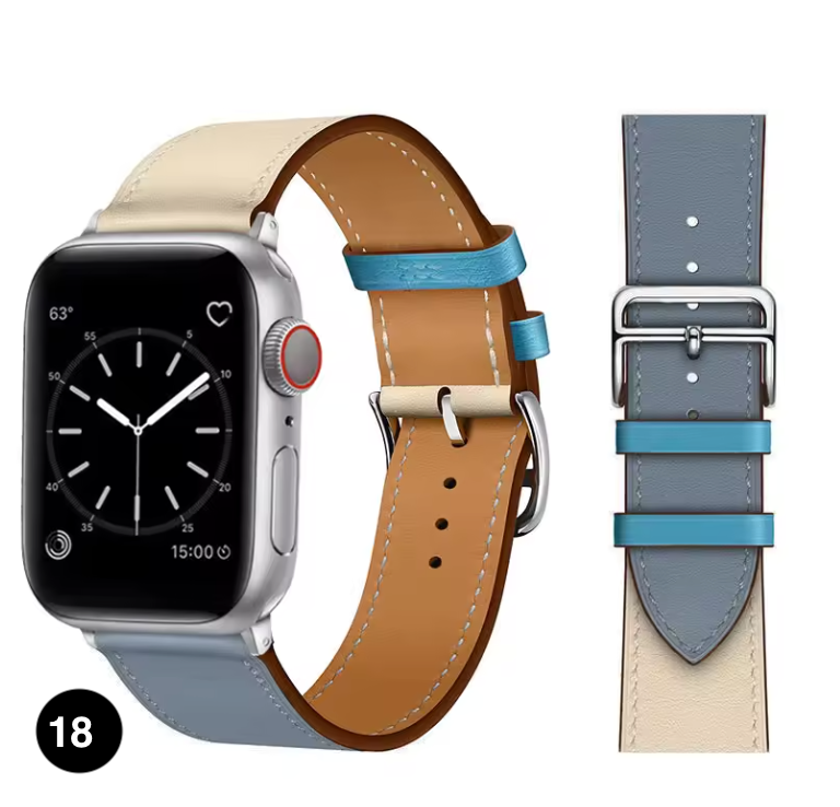 Premium Leather Strap for Apple Watch – Elegant Single Tour Bracelet