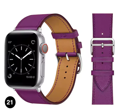 Premium Leather Strap for Apple Watch – Elegant Single Tour Bracelet