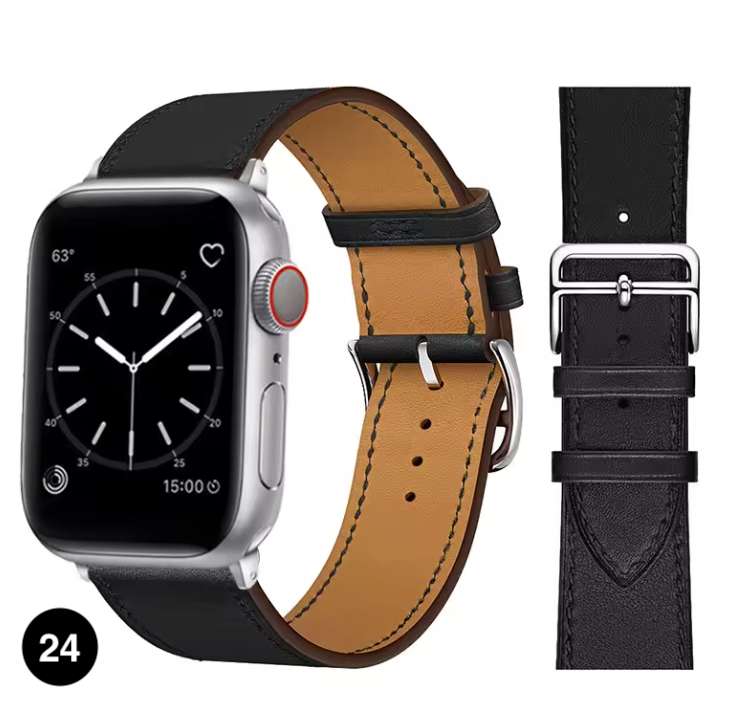 Premium Leather Strap for Apple Watch – Elegant Single Tour Bracelet