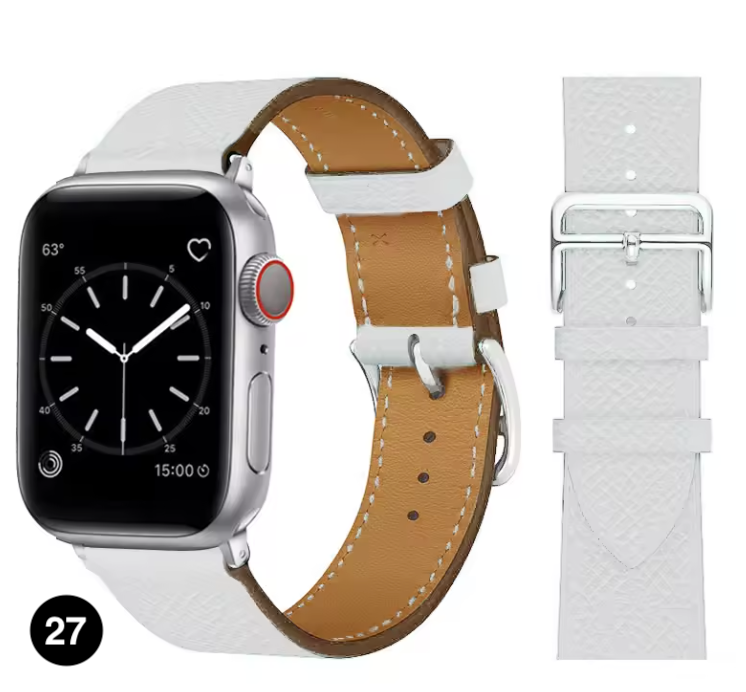 Premium Leather Strap for Apple Watch – Elegant Single Tour Bracelet