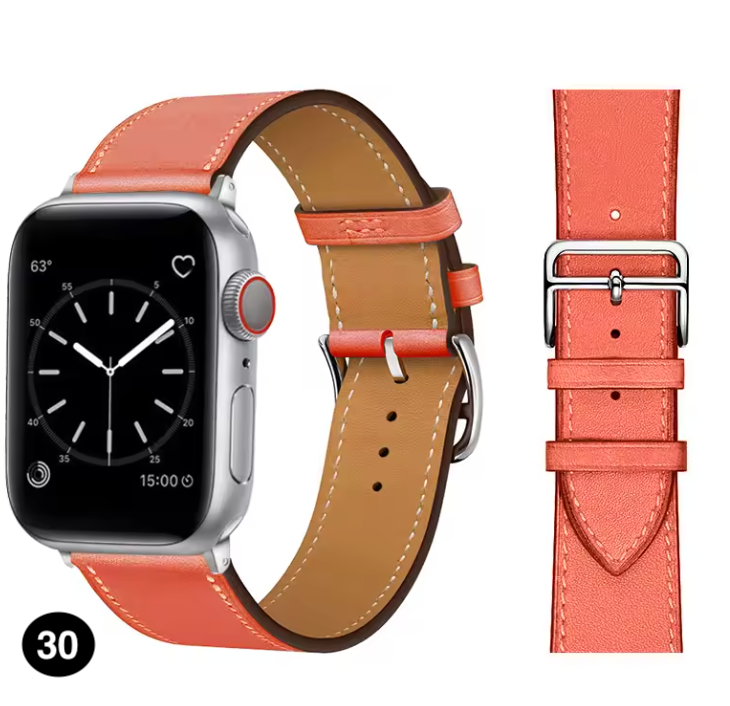 Premium Leather Strap for Apple Watch – Elegant Single Tour Bracelet