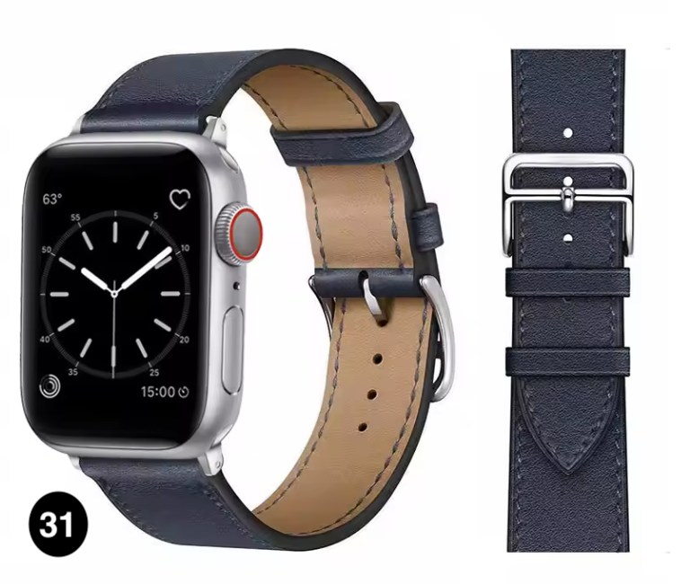 Premium Leather Strap for Apple Watch – Elegant Single Tour Bracelet