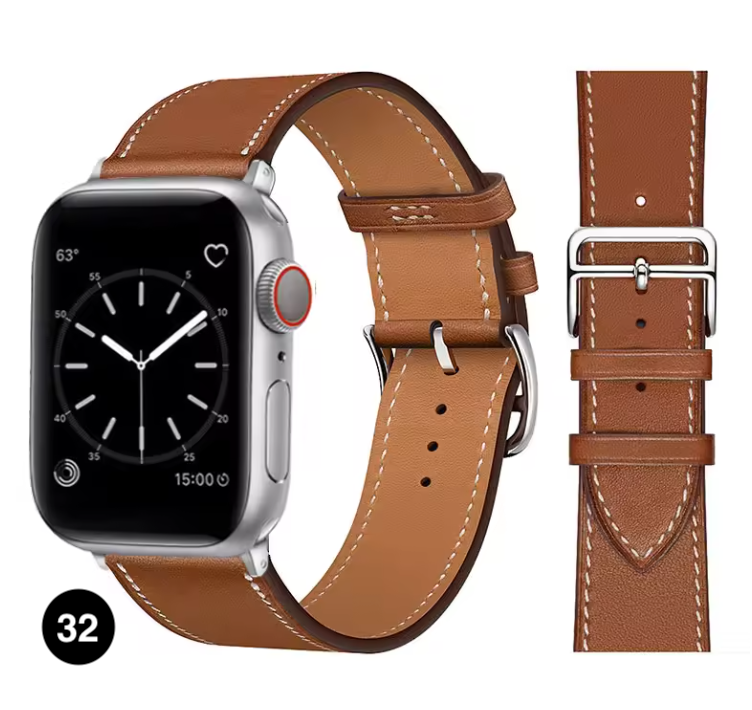 Premium Leather Strap for Apple Watch – Elegant Single Tour Bracelet