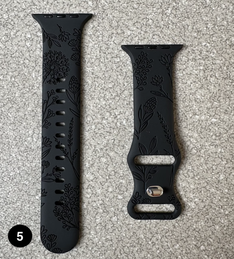 Floral Engraved Silicone Band for Apple Watch – Soft & Stylish Strap