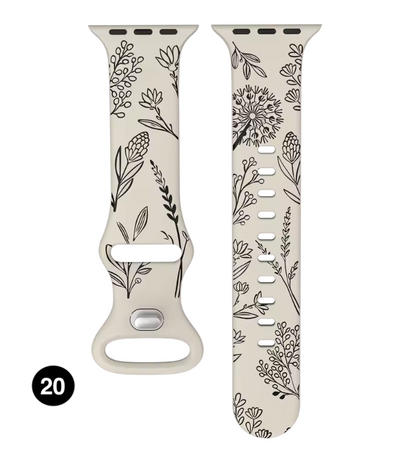 Floral Engraved Silicone Band for Apple Watch – Soft & Stylish Strap