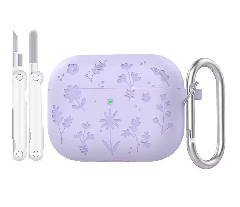 Floral Engraved Silicone Case for AirPods Pro 3 – Shockproof Protective Cover