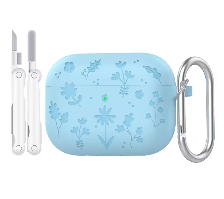 Floral Engraved Silicone Case for AirPods Pro 3 – Shockproof Protective Cover