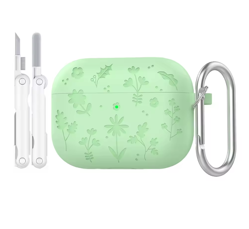 Floral Engraved Silicone Case for AirPods Pro 3 – Shockproof Protective Cover
