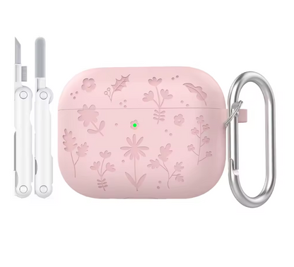 Floral Engraved Silicone Case for AirPods Pro 3 – Shockproof Protective Cover