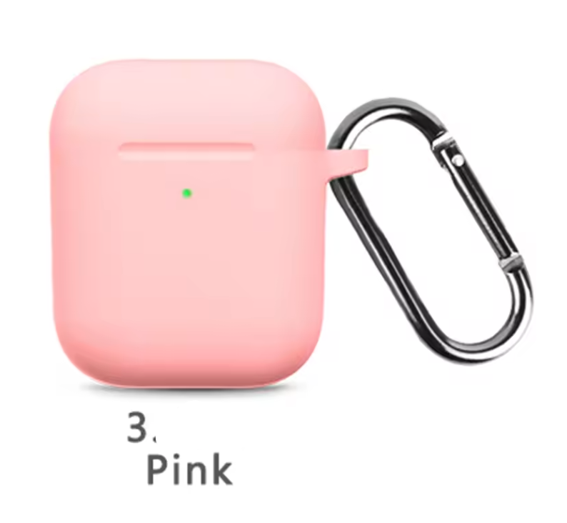 Silicone Protective Case for AirPods 1 & 2 – Shockproof Cover with Keychain