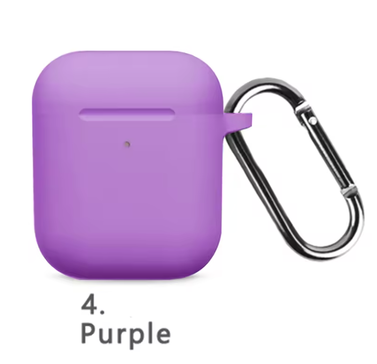 Silicone Protective Case for AirPods 1 & 2 – Shockproof Cover with Keychain