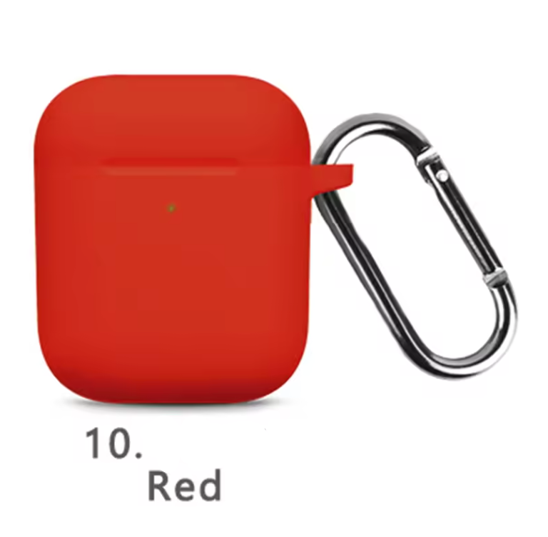 Silicone Protective Case for AirPods 1 & 2 – Shockproof Cover with Keychain