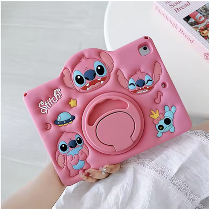 Stitch iPad Case with 360° Stand – Shockproof Silicone Kids Cover