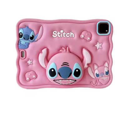 Stitch iPad Case with 360° Stand – Shockproof Silicone Kids Cover
