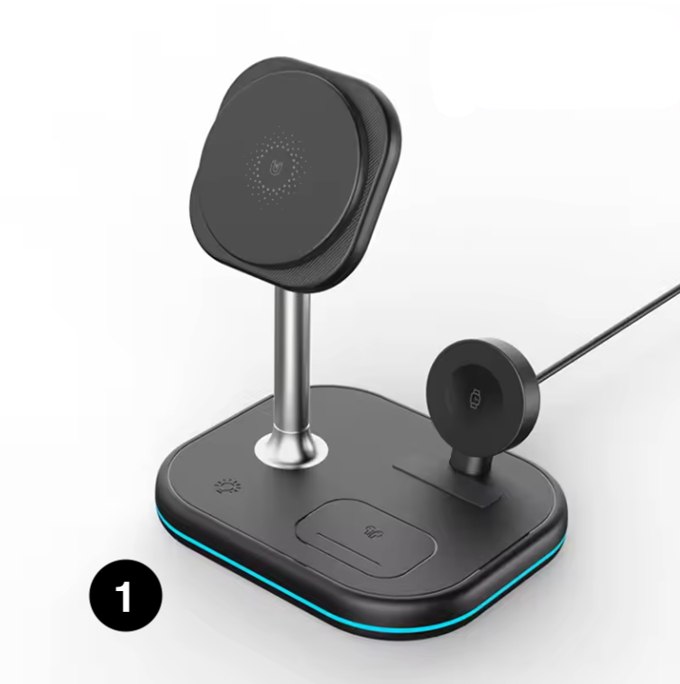 3-in-1 Magnetic Wireless Charging– Fast Charger Stand for iPhone, Apple Watch & AirPods