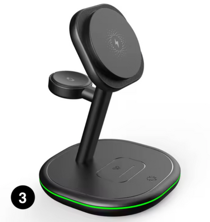 3-in-1 Magnetic Wireless Charging– Fast Charger Stand for iPhone, Apple Watch & AirPods