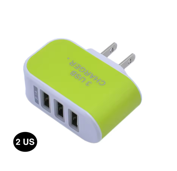 Compact 3 USB Wall Charger – Dual US & EU Plug Travel Adapter