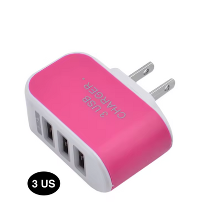 Compact 3 USB Wall Charger – Dual US & EU Plug Travel Adapter