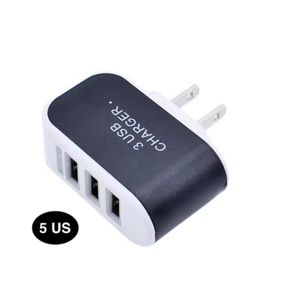 Compact 3 USB Wall Charger – Dual US & EU Plug Travel Adapter