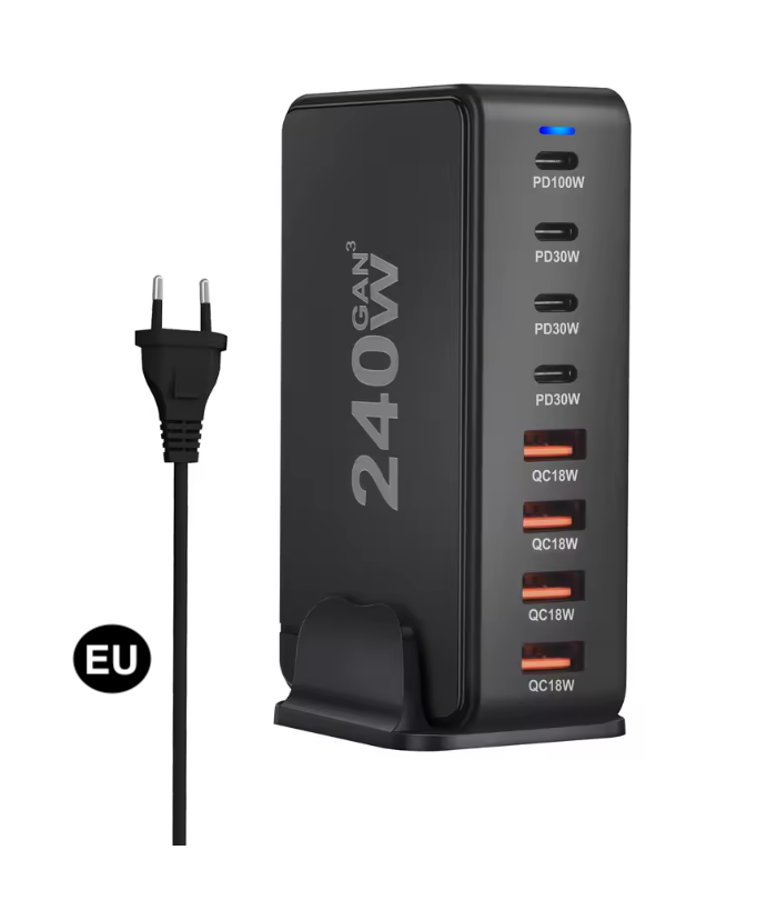 240W GaN Desktop Charger – 8 USB-C Ports with PD Fast Charging | US / EU / UK / AU Plug