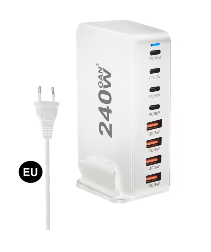 240W GaN Desktop Charger – 8 USB-C Ports with PD Fast Charging | US / EU / UK / AU Plug
