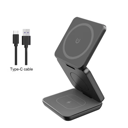 3 in 1 Magnetic Wireless Charger – Fast Charging Stand for iPhone, Apple Watch & AirPods