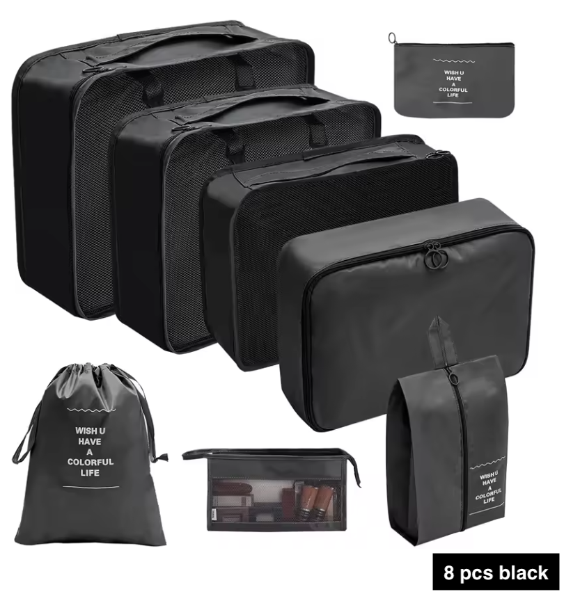 7/8/9/10 Pcs Set Travel Organizer Bags Set – Lightweight Packing Cubes for Suitcase & Luggage