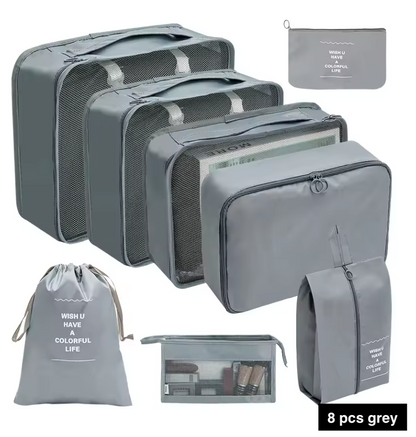 7/8/9/10 Pcs Set Travel Organizer Bags Set – Lightweight Packing Cubes for Suitcase & Luggage