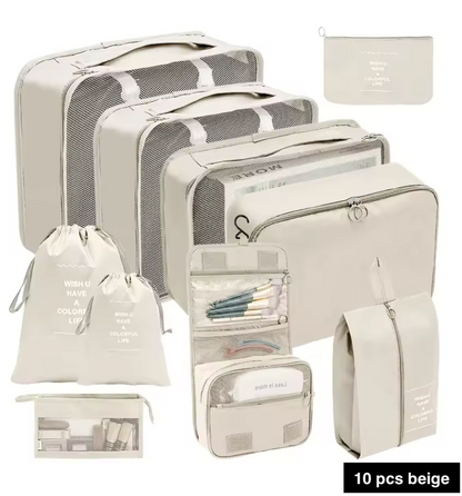 7/8/9/10 Pcs Set Travel Organizer Bags Set – Lightweight Packing Cubes for Suitcase & Luggage