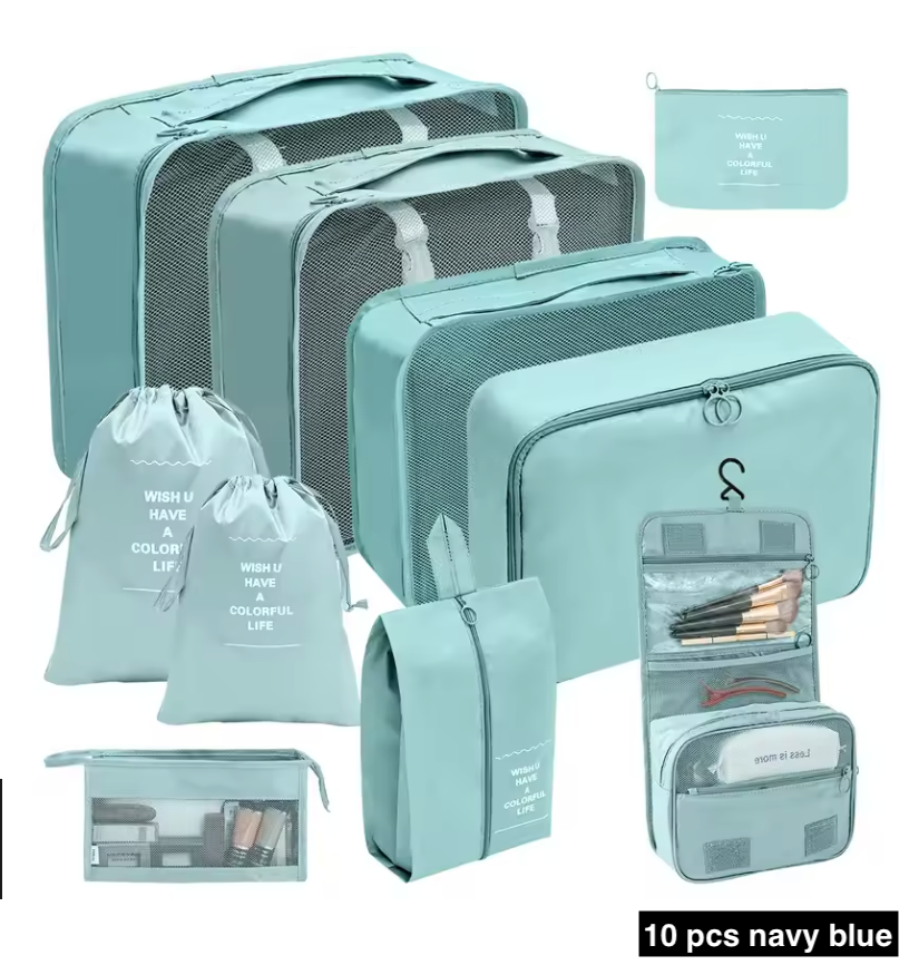 7/8/9/10 Pcs Set Travel Organizer Bags Set – Lightweight Packing Cubes for Suitcase & Luggage