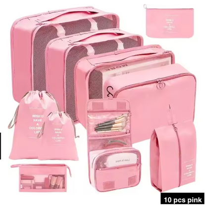 7/8/9/10 Pcs Set Travel Organizer Bags Set – Lightweight Packing Cubes for Suitcase & Luggage
