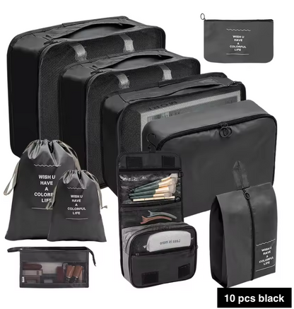 7/8/9/10 Pcs Set Travel Organizer Bags Set – Lightweight Packing Cubes for Suitcase & Luggage