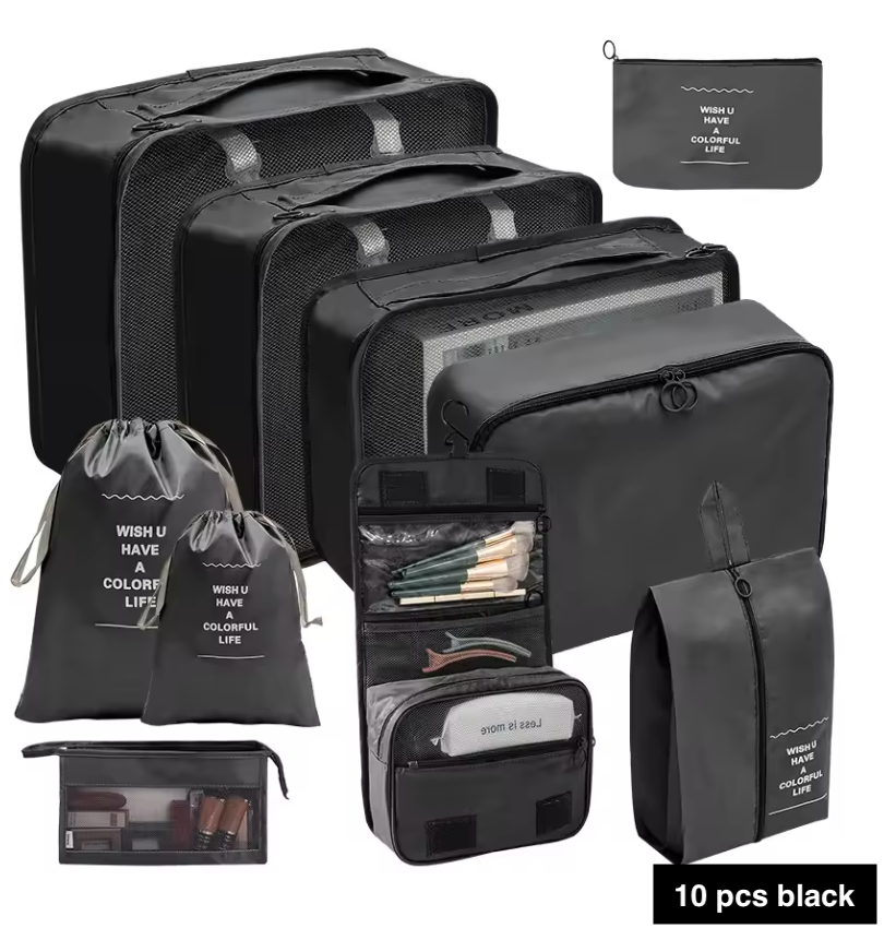 7/8/9/10 Pcs Set Travel Organizer Bags Set – Lightweight Packing Cubes for Suitcase & Luggage