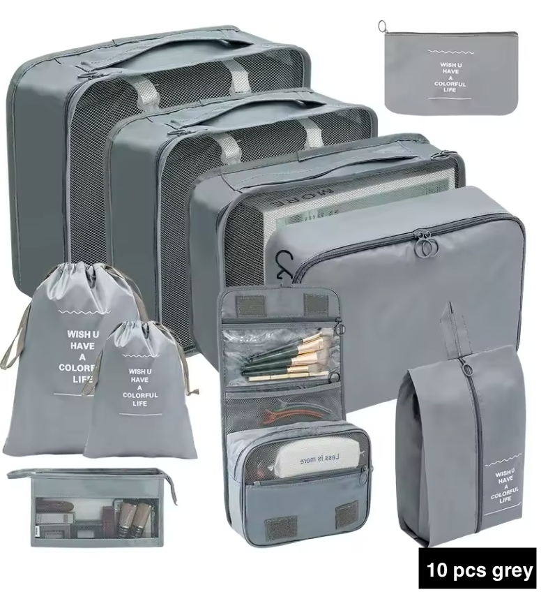 7/8/9/10 Pcs Set Travel Organizer Bags Set – Lightweight Packing Cubes for Suitcase & Luggage