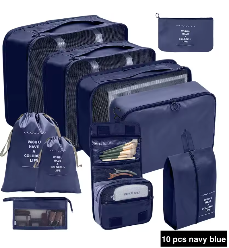 7/8/9/10 Pcs Set Travel Organizer Bags Set – Lightweight Packing Cubes for Suitcase & Luggage