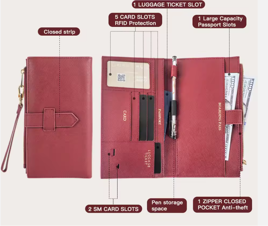 RFID Passport Holder – Stylish Travel Wallet for Cards, Boarding Pass & Documents