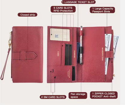 RFID Passport Holder – Stylish Travel Wallet for Cards, Boarding Pass & Documents