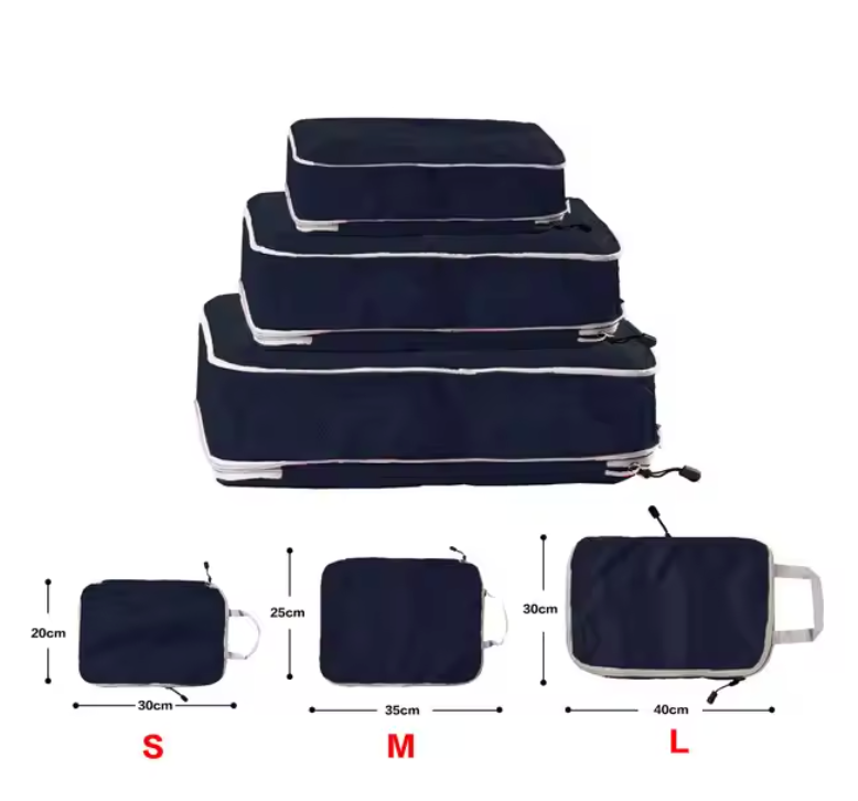 Travel Packing Cubes Set – Lightweight Compressible Luggage Organizers (3pcs)