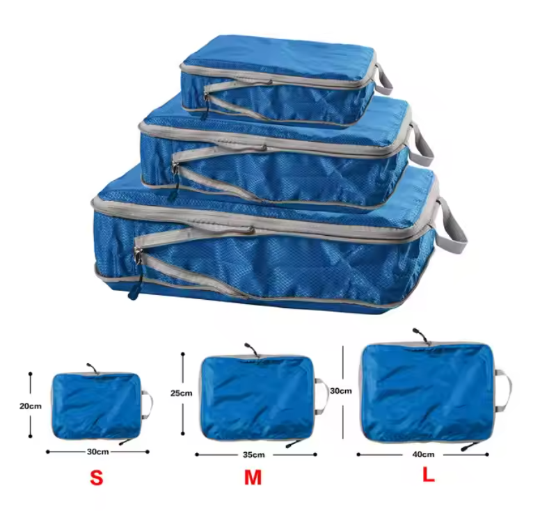 Travel Packing Cubes Set – Lightweight Compressible Luggage Organizers (3pcs)