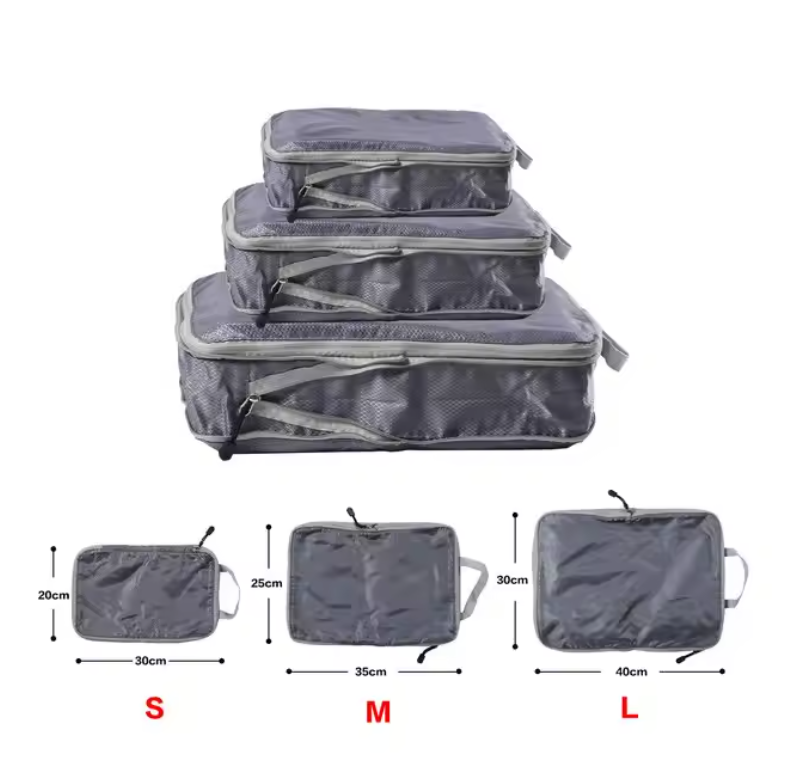 Travel Packing Cubes Set – Lightweight Compressible Luggage Organizers (3pcs)