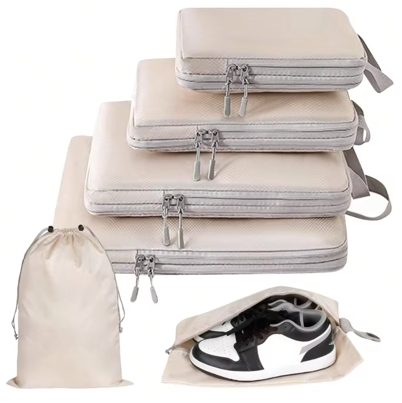 6-Piece Packing Cubes Set – Compressible Travel Organizer Bags