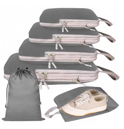 6-Piece Packing Cubes Set – Compressible Travel Organizer Bags