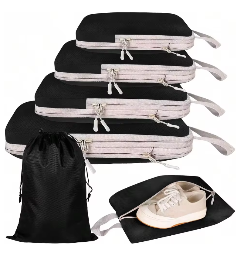 6-Piece Packing Cubes Set – Compressible Travel Organizer Bags