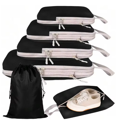 6-Piece Packing Cubes Set – Compressible Travel Organizer Bags