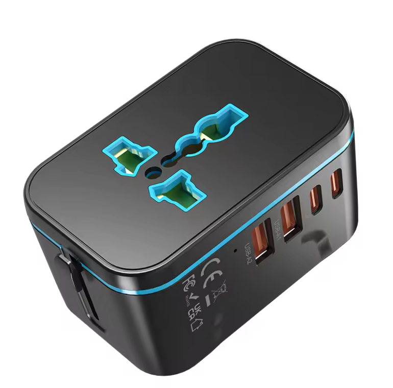 Universal Travel Adapter – Multi-Port Fast Charger for Worldwide Use