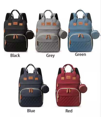3-in-1 Baby Diaper Bag with Insulated Bottle Holders & Foldable Baby Crib – Portable Travel Baby Bed, Waterproof & Large Capacity Mommy Bag