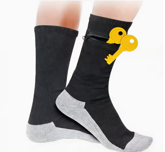 Security Travel Socks with Hidden Zipper Pocket – Keep Cash, Cards & Passport Safe